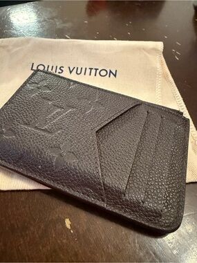 Louis Vuitton Black Embossed Monogram Card & Key Sleeve